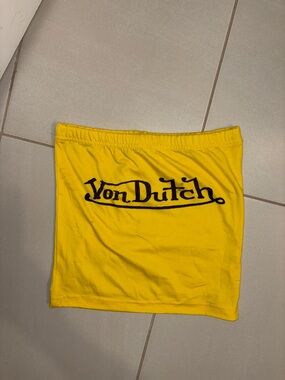 Von Dutch Yellow Tube Top with Black Logo